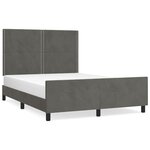 vidaXL Cadre de lit avec tête de lit Gris foncé 140x190 cm Velours