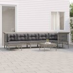 vidaXL Salon de jardin 8 Pièces avec coussins Gris Résine tressée
