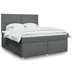 vidaXL Sommier à lattes de lit avec matelas Gris foncé 180x200cm Tissu