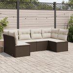 vidaXL Salon de jardin avec coussins 6 Pièces marron résine tressée