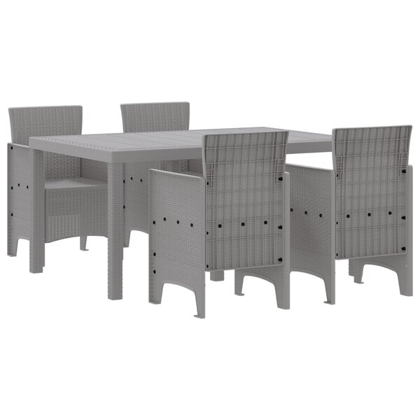 vidaXL Set de salle à manger jardin 5 pièces gris clair poly rotin