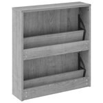 vidaXL Armoire à chaussures miroir 2 niveaux Sonoma gris 63x17x67 cm