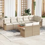vidaXL Ensemble de canapé de jardin avec coussin 9 Pièces Beige et crème