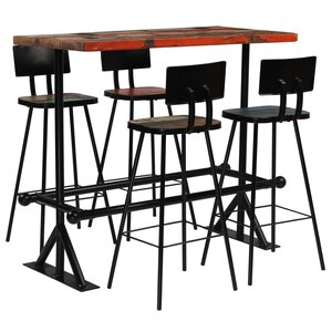 vidaXL Mobilier de bar 5 Pièces Bois de récupération massif Multicolore