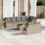 vidaXL Salon de jardin avec coussins 9 Pièces beige résine tressée