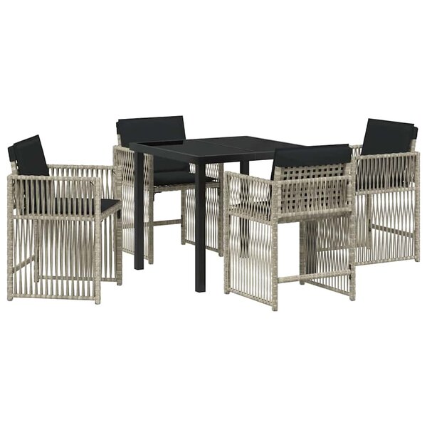 vidaXL Ensemble de salle à manger pour jardin 5 Pièces Gris clair