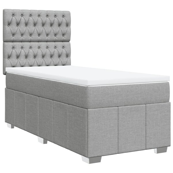 vidaXL Sommier à lattes de lit avec matelas gris clair 80x200 cm tissu