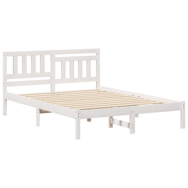 vidaXL Cadre de lit Blanc 135 x 190 cm Bois massif en pin