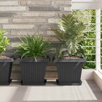 vidaXL Plateau carré à fleurs 24 Pièces Noir 25 5 x 25 5 x 2 5 cm