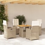 vidaXL Ensemble à manger de jardin avec coussins 5Pièces Beige poly rotin