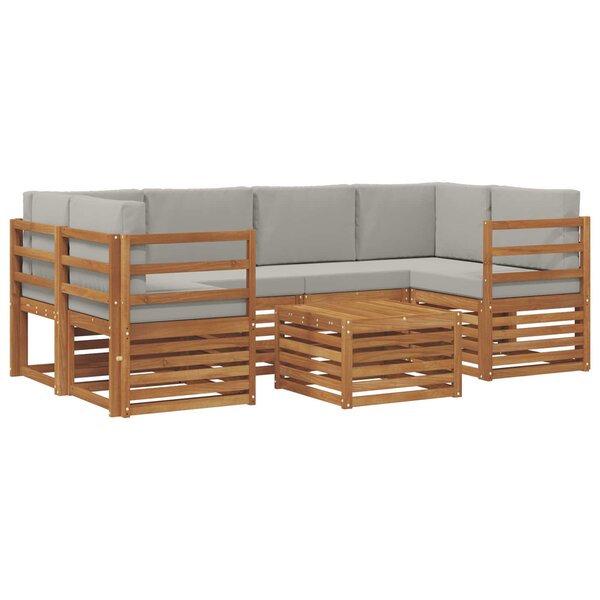 vidaXL Ensemble de canapés d'extérieur 7 Pièces Gris Naturel et Clair