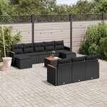 vidaXL Salon de jardin 11 Pièces avec coussins noir résine tressée