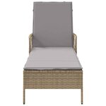 vidaXL Chaise longue avec coussin Beige 157 x 55 x 92cm polyrotin