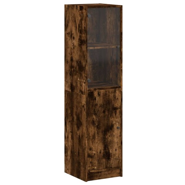 vidaXL Buffet avec porte en verre chêne fumé 35x37x142 cm