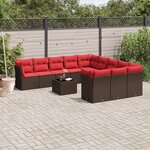 vidaXL Salon de jardin avec coussins 12 Pièces marron résine tressée