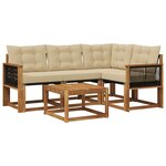 vidaXL Ensemble de canapés d'extérieur 5 pc Naturel et Beige