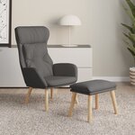 vidaXL Chaise de relaxation avec repose-pied Gris foncé Tissu