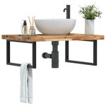 vidaXL Étagère de vasque murale acier et bois massif d'acacia