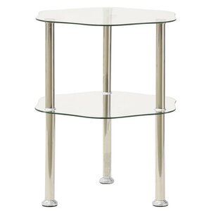 vidaXL Table d'appoint 2 niveaux Transparent 38x38x50 cm Verre trempé