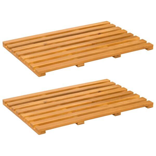 vidaXL Tapis de bain Uni Marron 100 x 53 cm bois