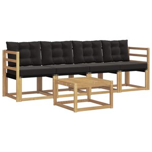 vidaXL Ensemble de canapés d'extérieur 5 pc Blanc et noir