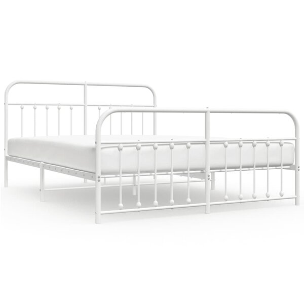 vidaXL Cadre de lit métal sans matelas et pied de lit blanc 180x200 cm