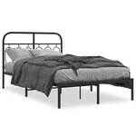 vidaXL Cadre de lit métal sans matelas avec tête de lit noir 120x200cm