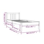vidaXL Cadre de lit sans matelas marron miel bois massif 75x190 cm
