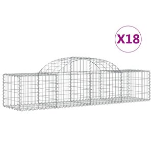 vidaXL Paniers à gabions arqués 18 Pièces 200x50x40/60 cm fer galvanisé