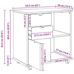 vidaXL Cabinet roulant 63 5 x 39 x 65 5 cm Bois de Pin Massif Noir