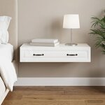 vidaXL Table d'appoint murale Blanc brillant 87 5 x 34 5 x 17 cm