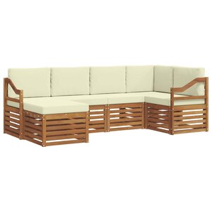 vidaXL Ensemble de canapés d'extérieur 6 pc Naturel et Crème Polyester