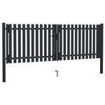 vidaXL Portail de clôture à double porte Acier 306x150 cm Anthracite
