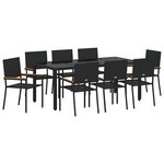 vidaXL Ensemble de salle à manger pour jardin 9 Pièces Noir polyrotin
