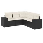 vidaXL Salon de jardin 5 Pièces avec coussins noir résine tressée