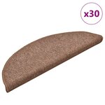 vidaXL Tapis d'escalier 30 pièces 56 x 17 x 3 cm Marron Demi-rond