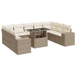 vidaXL Salon de jardin avec coussins 10 Pièces beige résine tressée