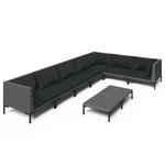 vidaXL Salon de jardin 8 Pièces avec coussins Résine tressée Gris foncé