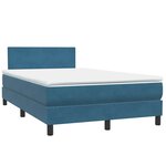 vidaXL Sommier à lattes de lit et matelas et LED bleu foncé 120x210cm velours