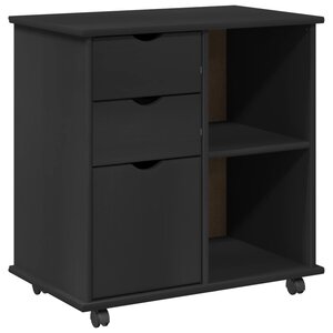 vidaXL Cabinet roulant 63 5 x 39 x 65 5 cm Bois de Pin Massif Noir