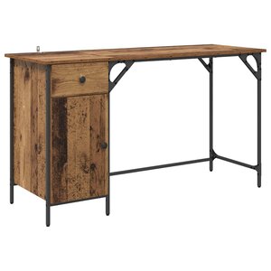 vidaXL Bureau d'ordinateur avec tiroir Bois Ancien 131 x 48 x 75 cm