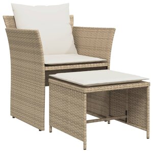 vidaXL Chaise de jardin avec tabouret beige résine tressée