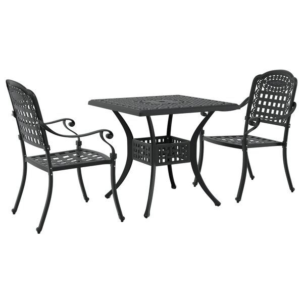 Set de Bistro de Jardin 3 Pièces vidaXL en Aluminium Noir
