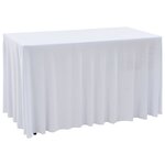 vidaXL Nappes élastiques de table avec jupon 2 Pièces 243x76x74cm Blanc