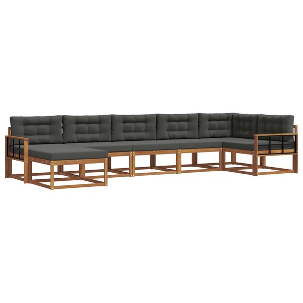 vidaXL Ensemble de canapés d'extérieur 7 Pièces Naturel et Anthracite