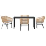 vidaXL Ensemble de salle à manger de jardin 5 pièces avec coussins en poly rattan brun