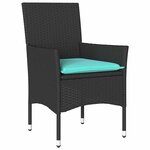 vidaXL Ensemble table et chaises avec coussin 5 Pièces Noir Rotin PE