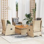vidaXL Salon de jardin avec coussins 5 Pièces beige résine tressée