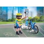 PLAYMOBIL 71732 - Action Heroes Policier cycliste et borne de recharge électrique