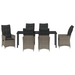 vidaXL Set de salle à manger de jardin 7 pièces avec coussins en poly rotin gris